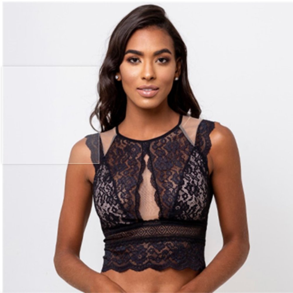 NWT Black Crop Top in Lace